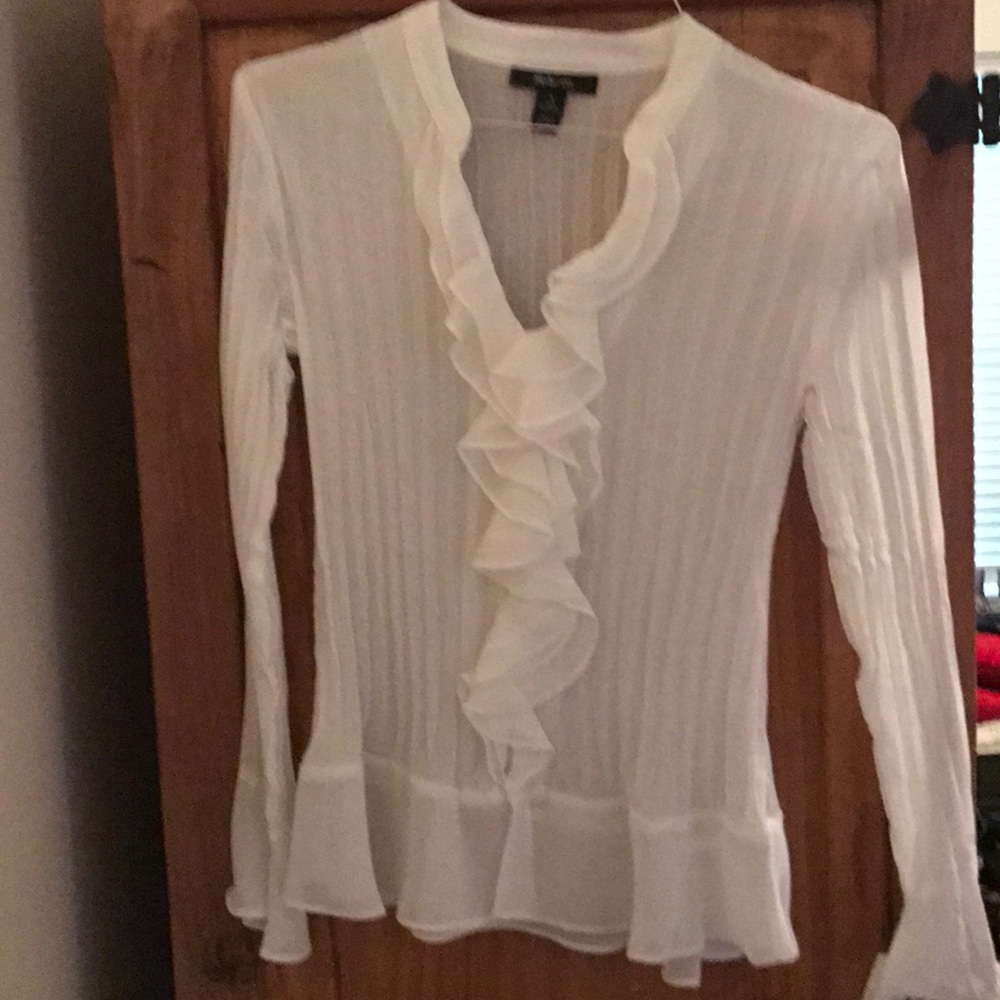 Style & Co sheer white blouse